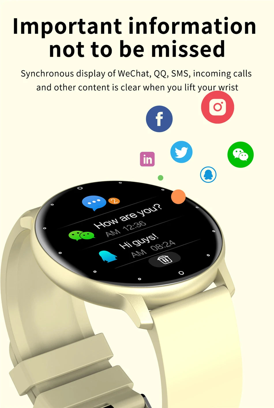 Women’s Smartwatch – Full Touchscreen Fitness Tracker, IP67 Waterproof Rating.