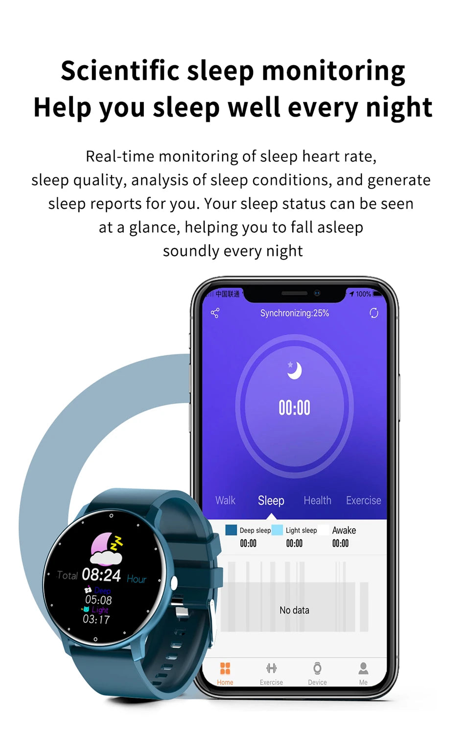 Women’s Smartwatch – Full Touchscreen Fitness Tracker, IP67 Waterproof Rating.
