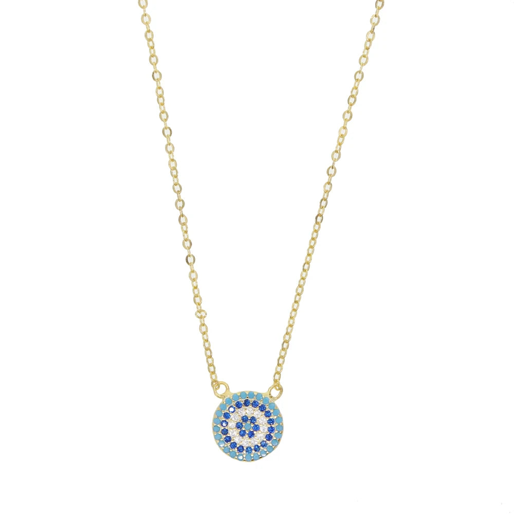 Azura 925 Sterling Silver Evil Eye Hamsa Necklace with White and Blue Women's Lucky Eye Pendant Jewelry