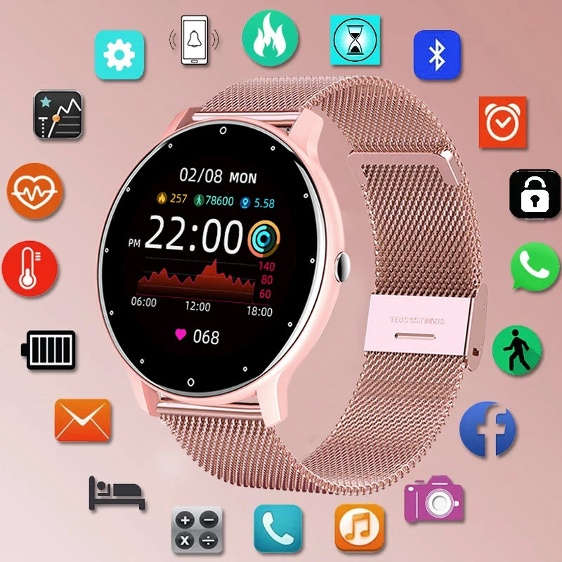 Women’s Smartwatch – Full Touchscreen Fitness Tracker, IP67 Waterproof Rating.