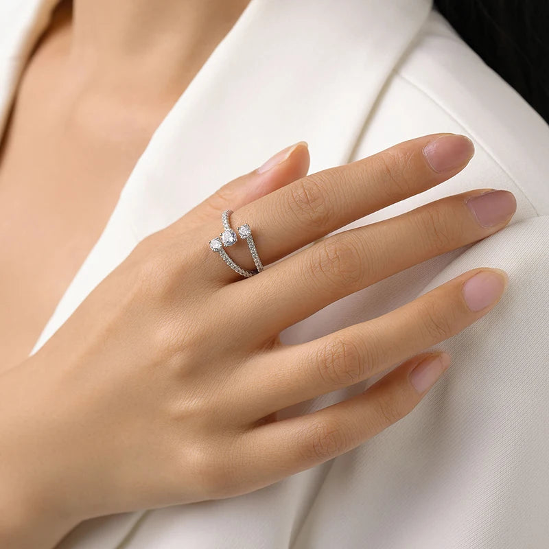 925 Sterling Silver Geometric Zirconia Ring
