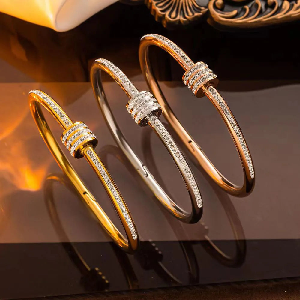 Elena Gold-Plated Stainless Steel Crystal Wrap Bracelet
