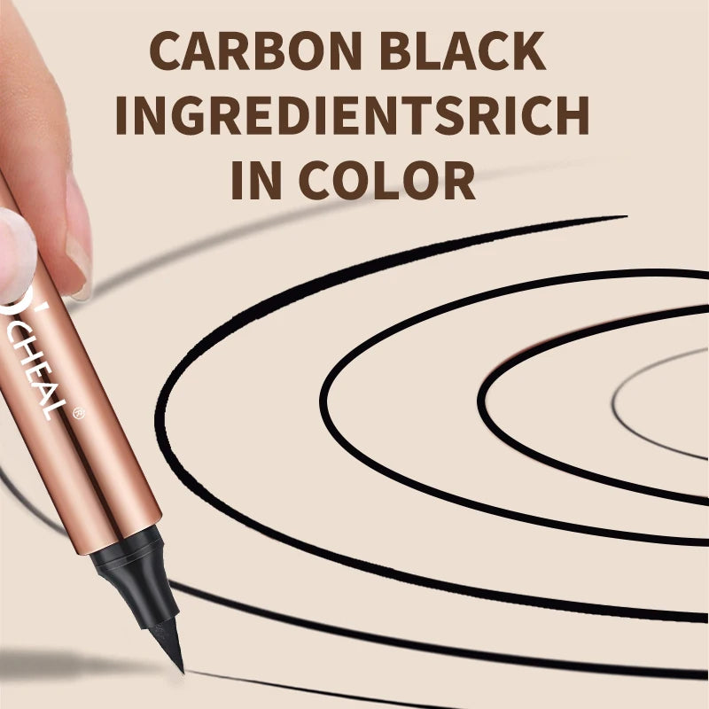 O'CHEAL Dual-Head Black Eyeliner Stamp – Waterproof Liquid Eyeliner Pen | Fast-Dry Makeup Tool