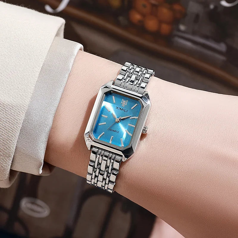Luxury Square Women’s Quartz Watch – Stainless Steel Strap, Elegant Gift Timepiece for Everyday Fashion (2025 New Trend)