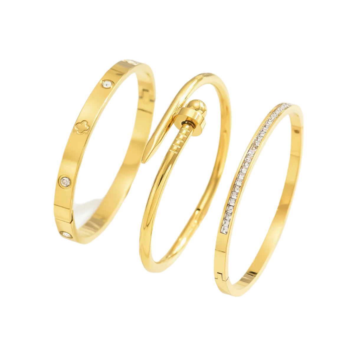 Elena Stainless Steel Gold Nail Bracelet