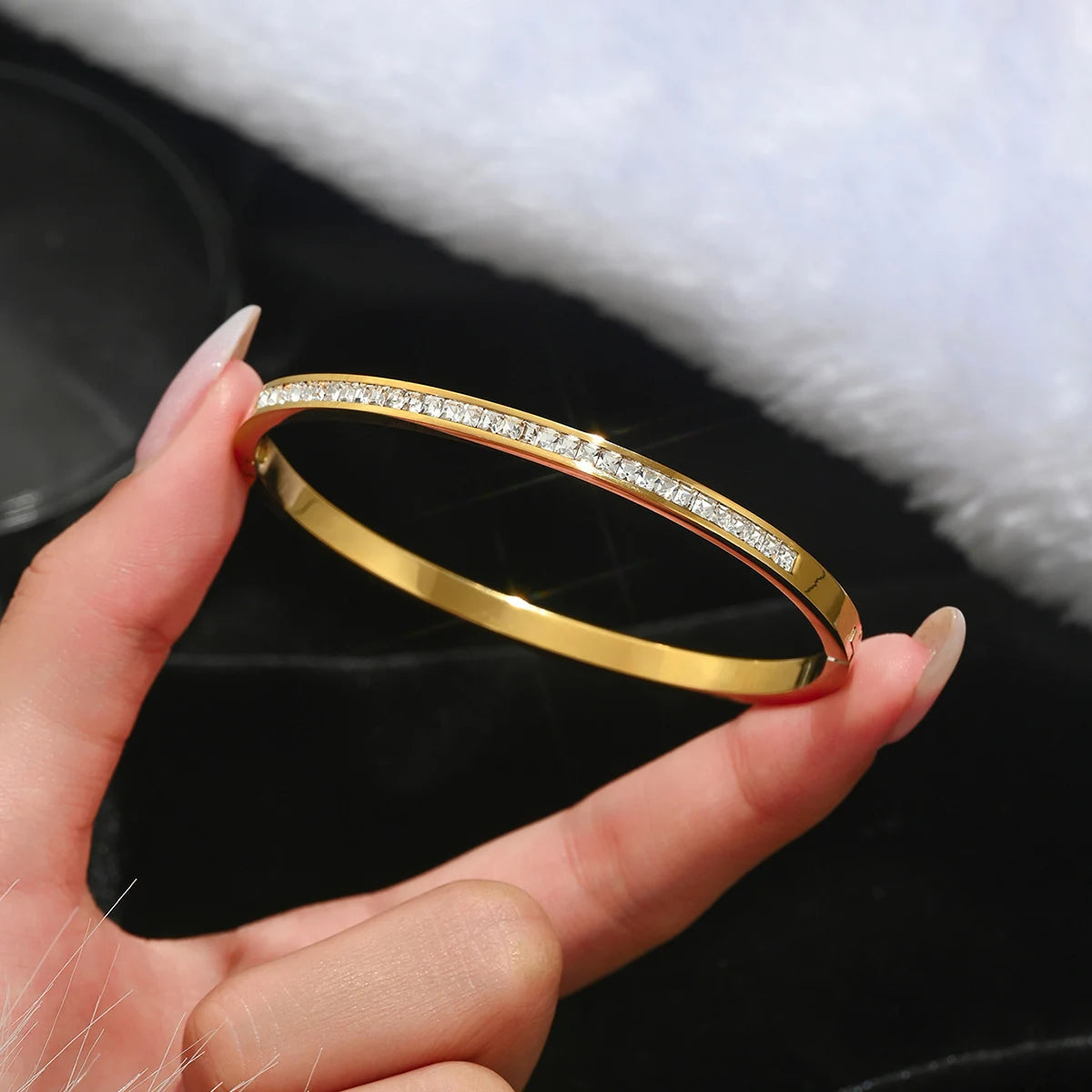 Elena Stainless Steel Gold Nail Bracelet