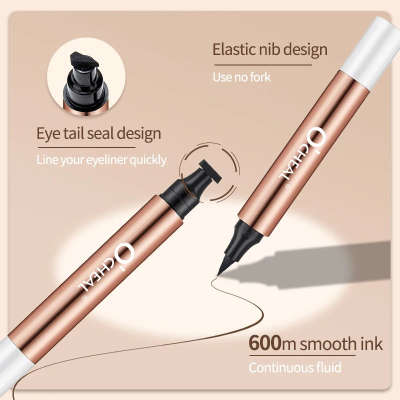 O'CHEAL Dual-Head Black Eyeliner Stamp – Waterproof Liquid Eyeliner Pen | Fast-Dry Makeup Tool