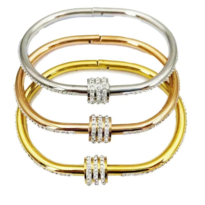 Elena Gold-Plated Stainless Steel Crystal Wrap Bracelet