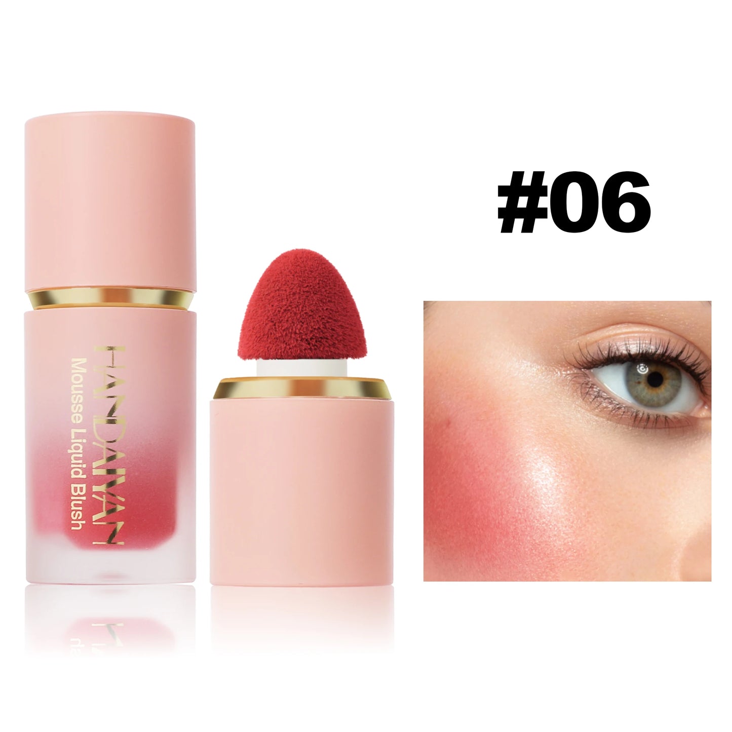 HANDAIYAN 6-Color Matte Liquid Blush – Long-Lasting, Waterproof with Sponge Brush Head