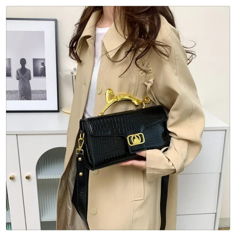 Women's Luxury Leather Shoulder Bag – Metal Buckle & Fashion