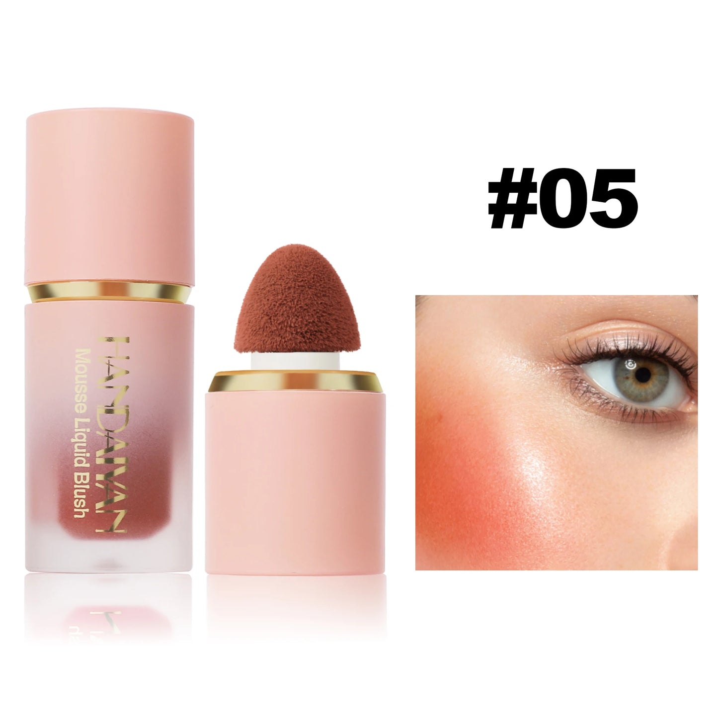 HANDAIYAN 6-Color Matte Liquid Blush – Long-Lasting, Waterproof with Sponge Brush Head