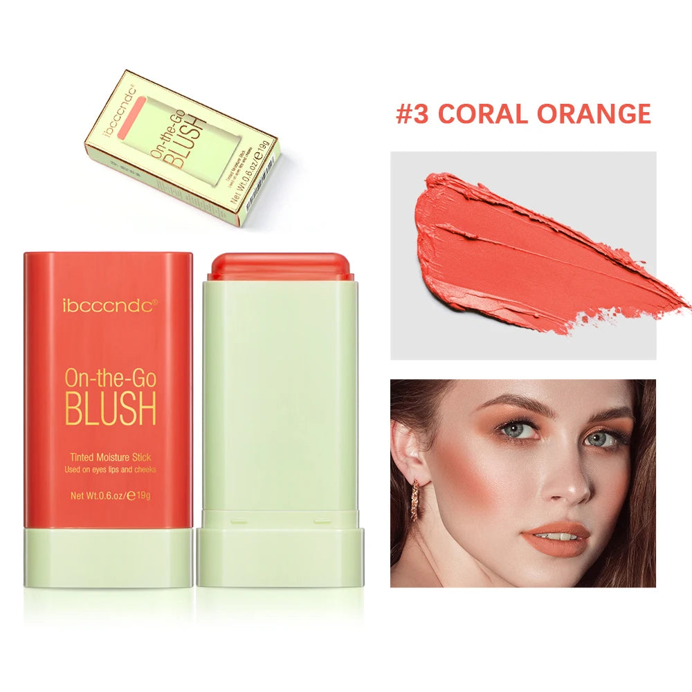 Waterproof Matte Blush Stick – Long-Lasting Solid Blusher for Face | Peach Tone Cream Blush Makeup