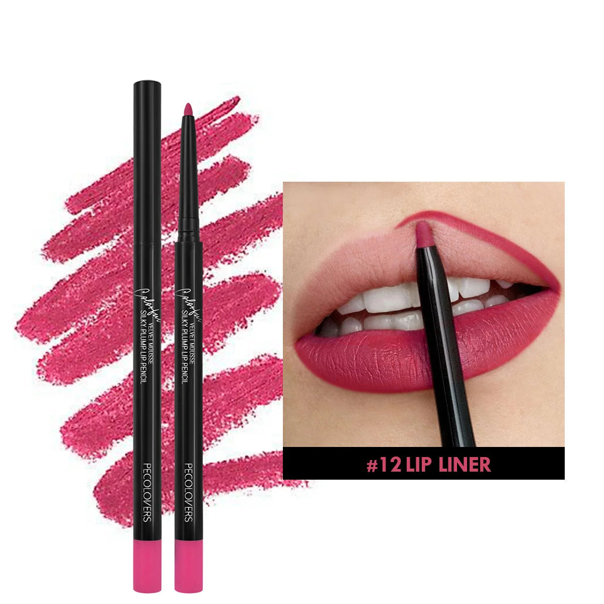 Waterproof Matte Lipliner Pencil – Long-Lasting, Non-Stick Cup Lip Contour & Lipstick | 12 Moisturizing Colors
