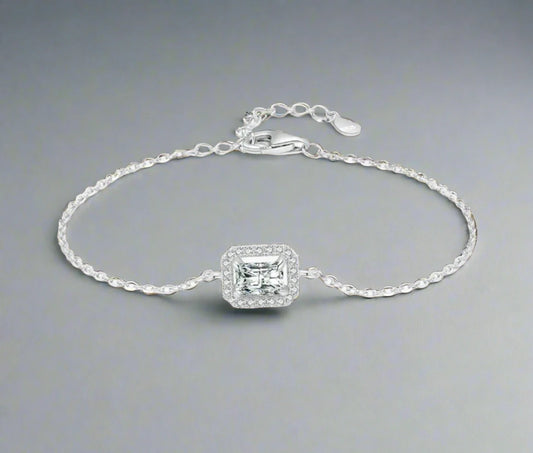 Ailmay 925 Silver Bracelet with 1 Carat Zirconia Sparkle