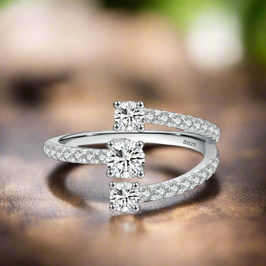 925 Sterling Silver Geometric Zirconia Ring