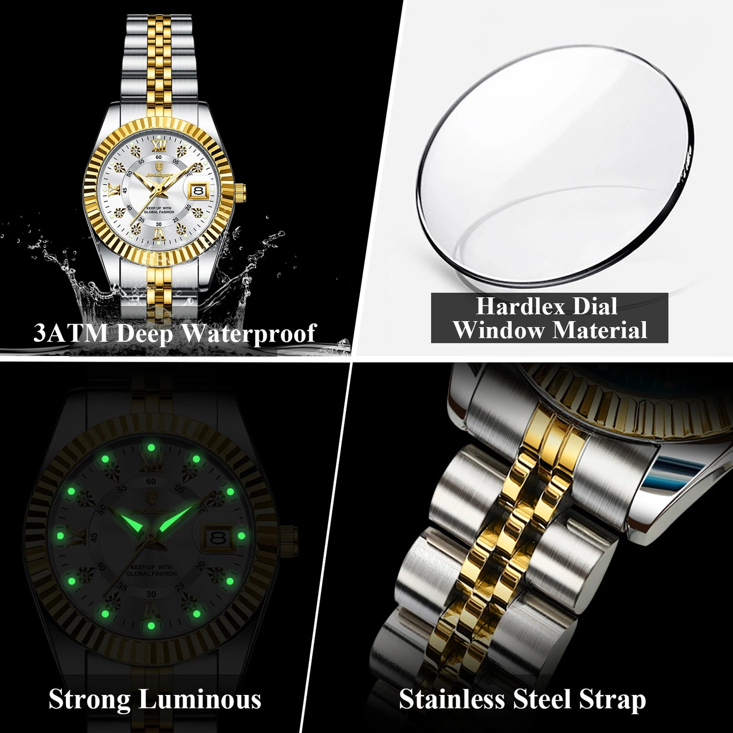 Luxury stainless steel watch with a waterproof design for timeless elegance