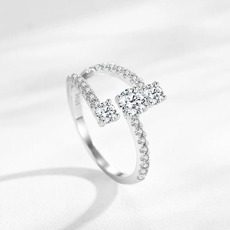 925 Sterling Silver Geometric Zirconia Ring