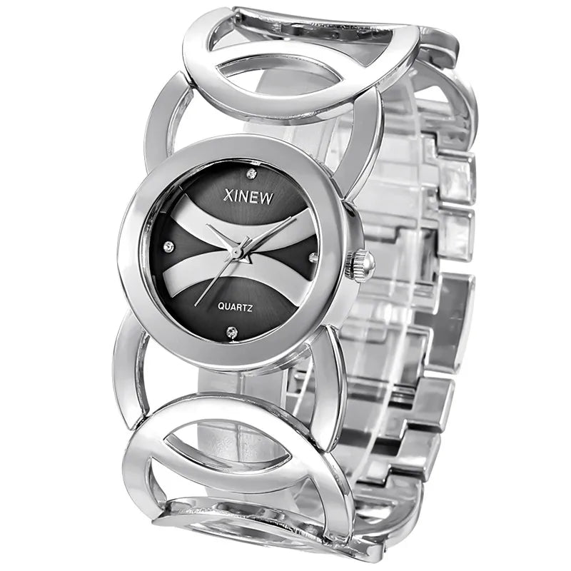 Premium Women's Quartz Watch – Gold-Tone Luxury Bracelet Design