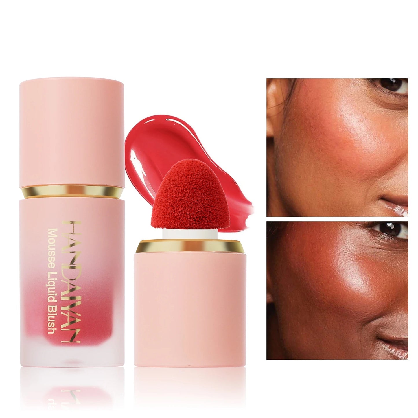 HANDAIYAN 6-Color Matte Liquid Blush – Long-Lasting, Waterproof with Sponge Brush Head