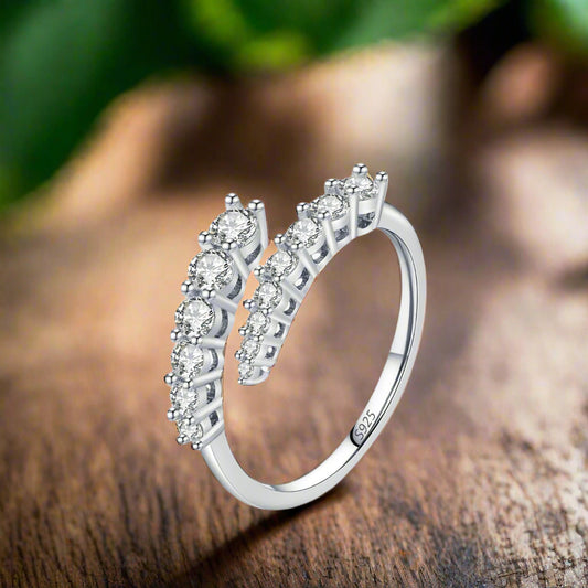 Luxury 925 Sterling Silver Adjustable Zircon Ring