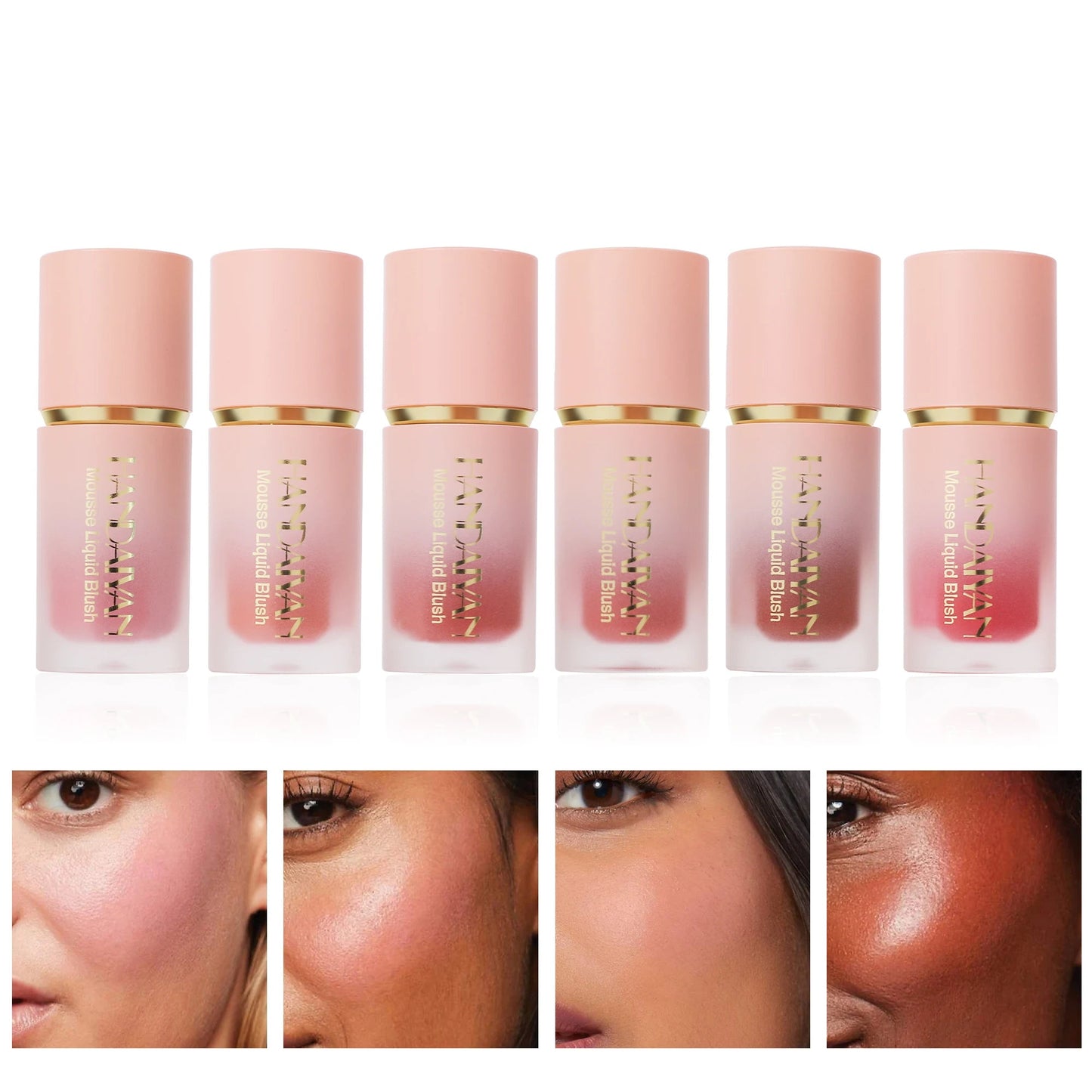 HANDAIYAN 6-Color Matte Liquid Blush – Long-Lasting, Waterproof with Sponge Brush Head