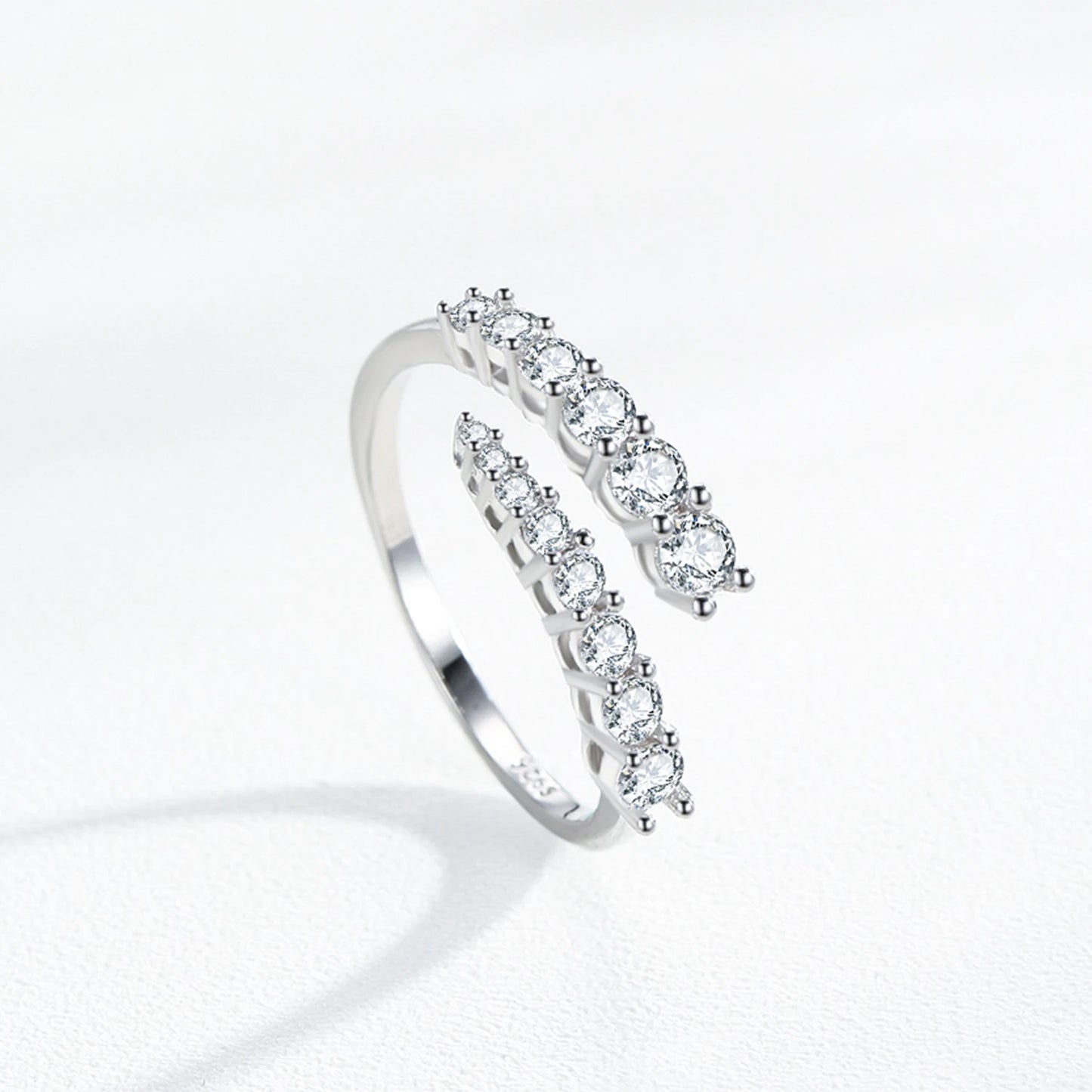 Luxury 925 Sterling Silver Adjustable Zircon Ring