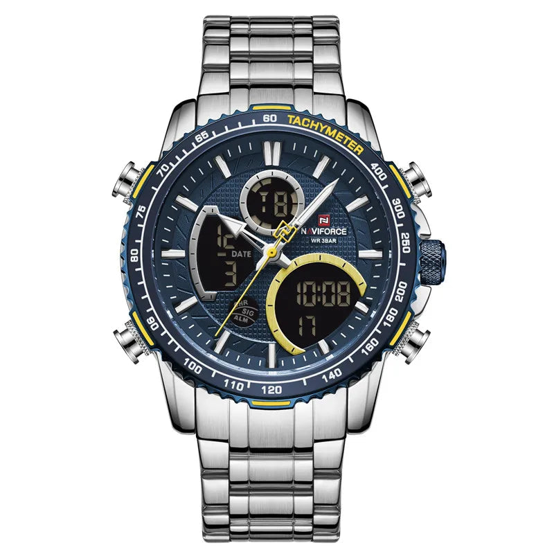 NAVIFORCE Men's Chronograph Watch – Luxury Sports Design, Waterproof Steel Band.
