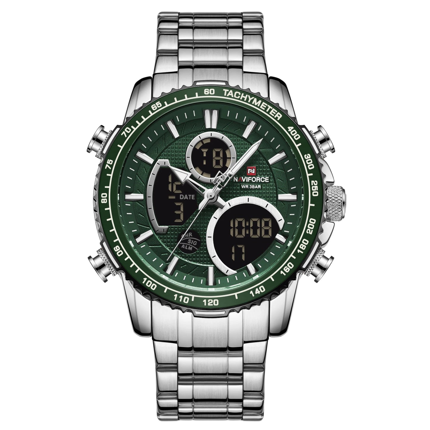 NAVIFORCE Men's Chronograph Watch – Luxury Sports Design, Waterproof Steel Band.