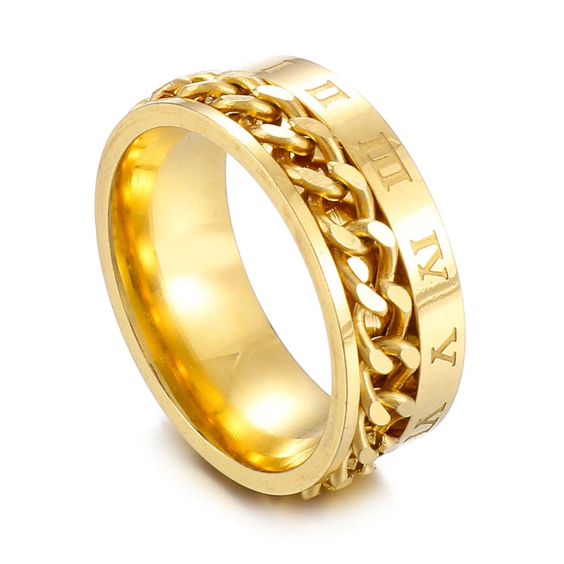 Gold Twist Pattern Zircon Ring – Vintage Stainless Steel Wedding Band for Women | Classic Peru-Inspired Design
