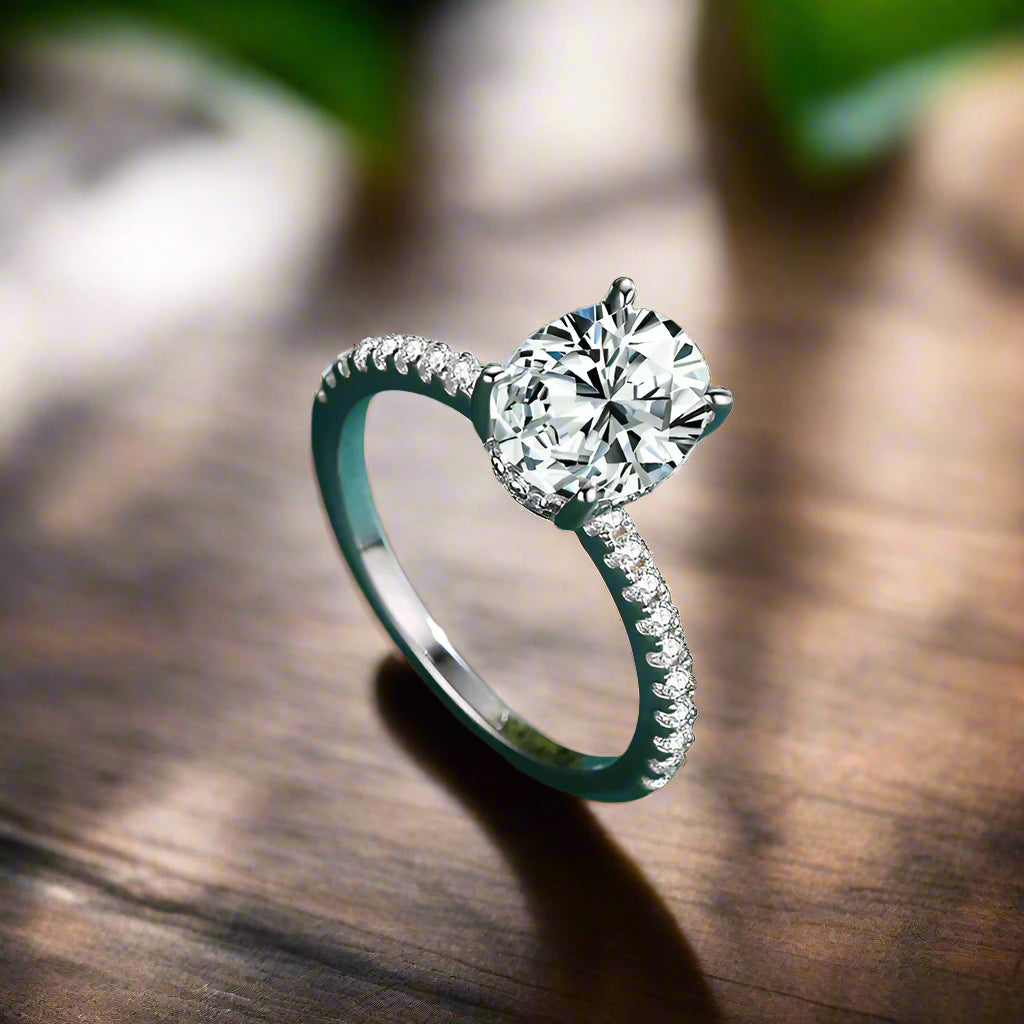 925 Sterling Silver Oval 5A Cubic Zirconia Ring – Luxury Engagement & Wedding Jewelry for Women