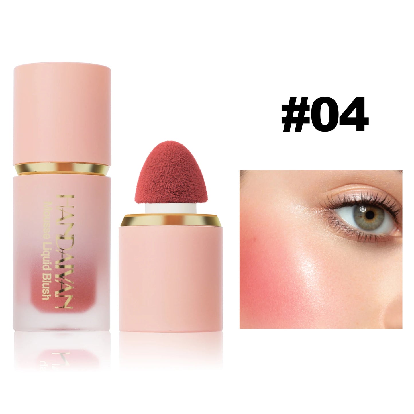 HANDAIYAN 6-Color Matte Liquid Blush – Long-Lasting, Waterproof with Sponge Brush Head