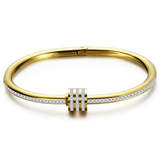 Elena Gold-Plated Stainless Steel Crystal Wrap Bracelet