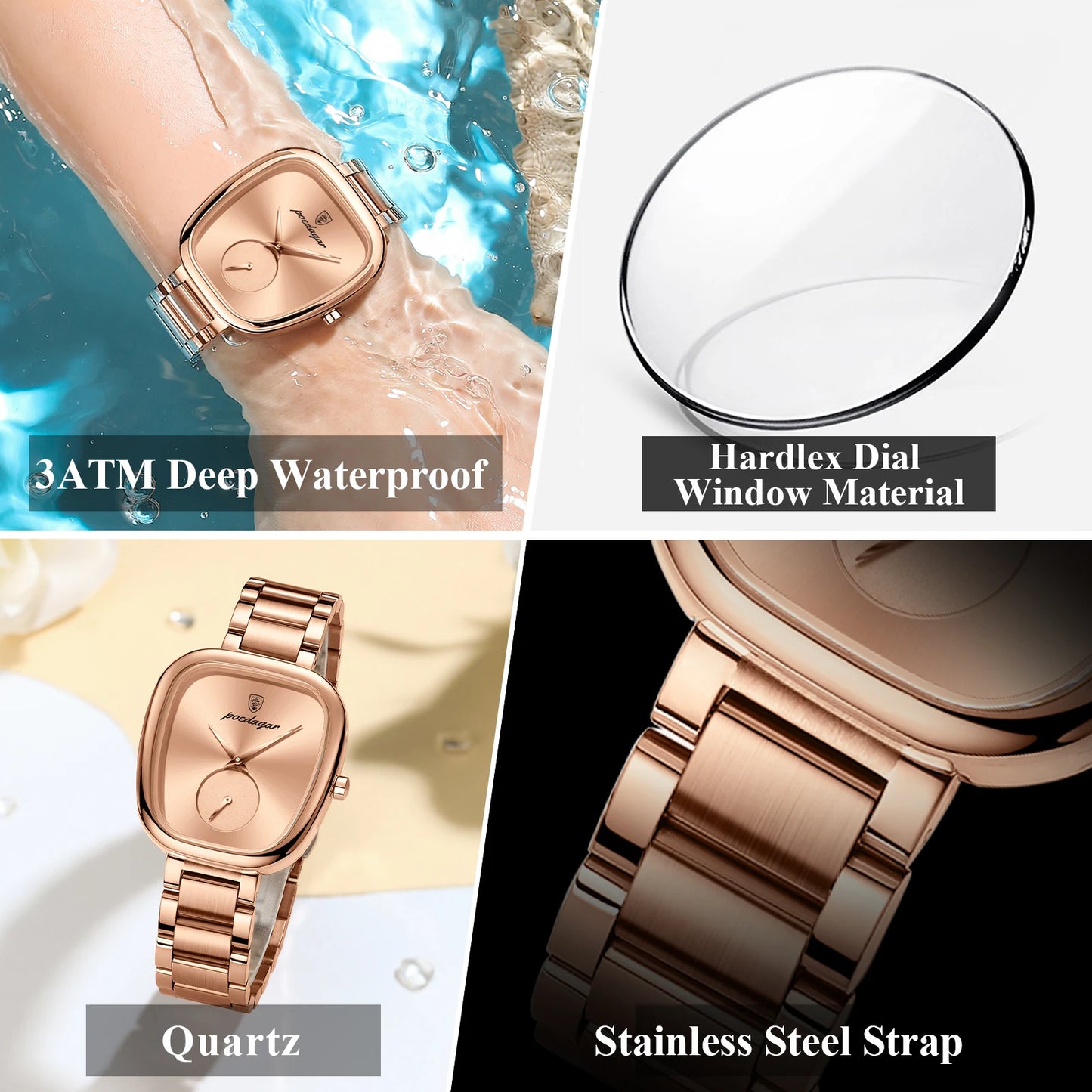 Luxury women’s watch – waterproof, stainless steel, high-quality quartz movement, and elegant design for a timeless and sophisticated look.