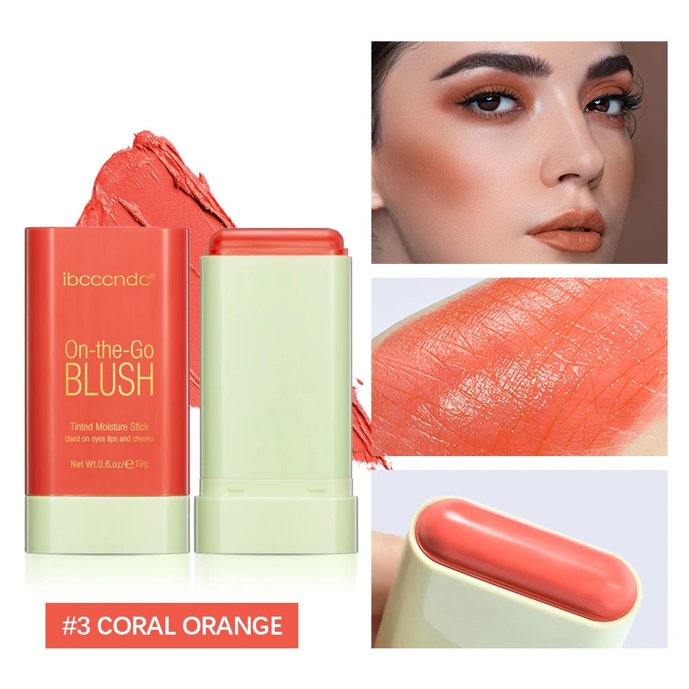 Waterproof Matte Blush Stick – Long-Lasting Solid Blusher for Face | Peach Tone Cream Blush Makeup
