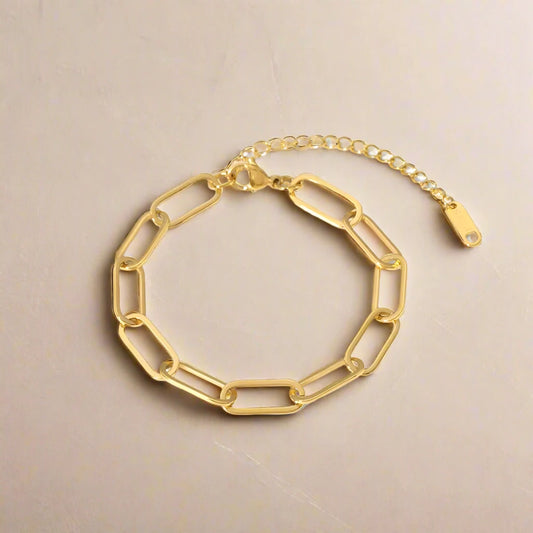 Isabelle Gold-Plated Chunky Paper Clip Chain Necklace made of Stainless Steel