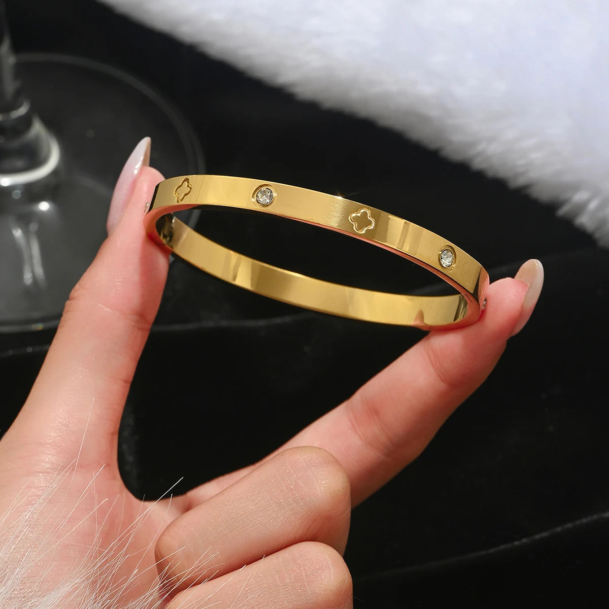 Elena Stainless Steel Gold Nail Bracelet
