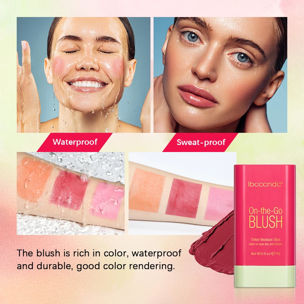 Waterproof Matte Blush Stick – Long-Lasting Solid Blusher for Face | Peach Tone Cream Blush Makeup
