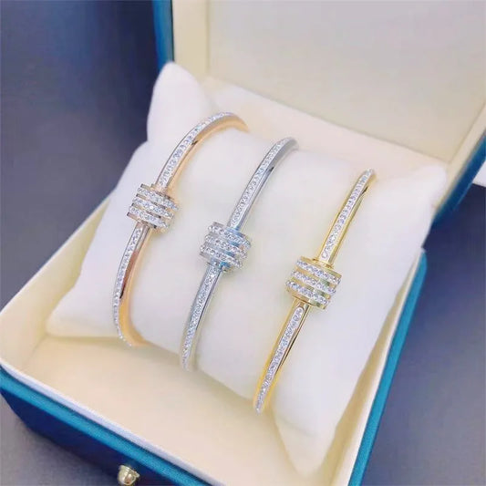 Elena Gold-Plated Stainless Steel Crystal Wrap Bracelet
