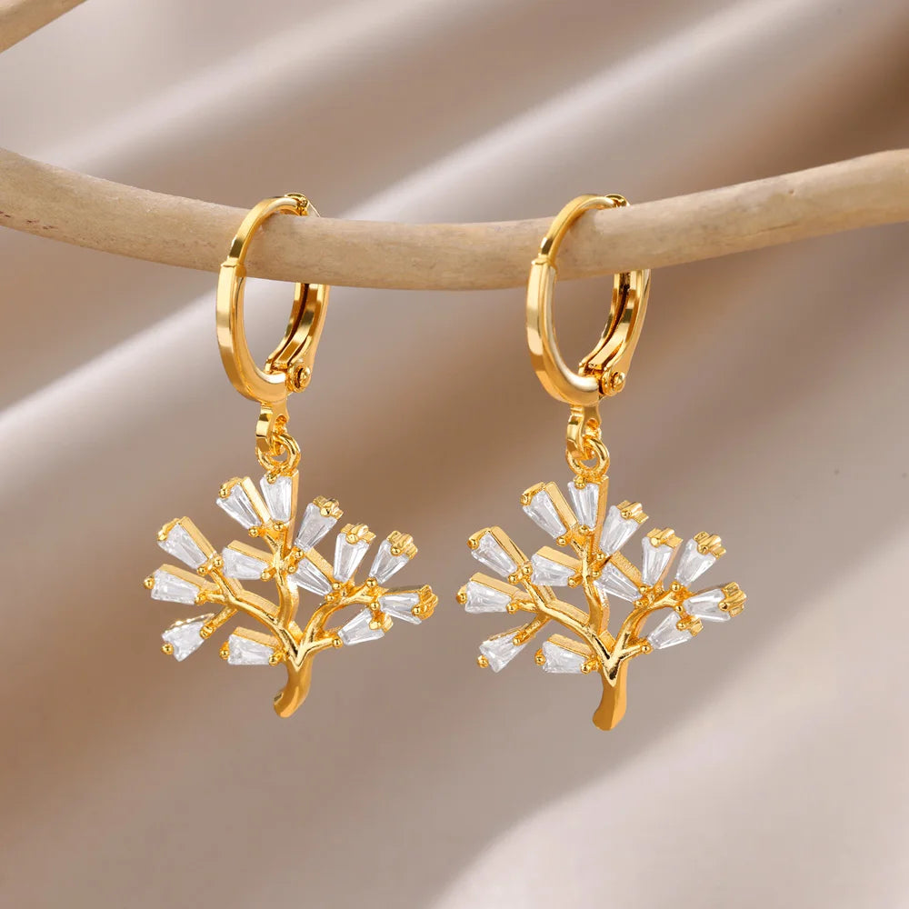 Gold Pearl Drop Hoop Earrings for Women – Stainless Steel Jewelry