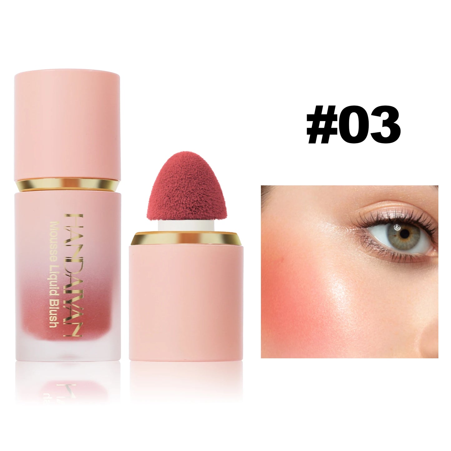 HANDAIYAN 6-Color Matte Liquid Blush – Long-Lasting, Waterproof with Sponge Brush Head