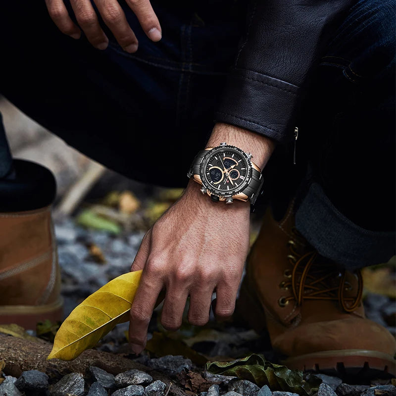 NAVIFORCE Men's Chronograph Watch – Luxury Sports Design, Waterproof Steel Band.